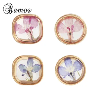 

Bamos Pink/Blue Dired Flower Resin Ring Gold Color Statement Adjustable Rings For Women Unique Handmade Jewelry Accessories