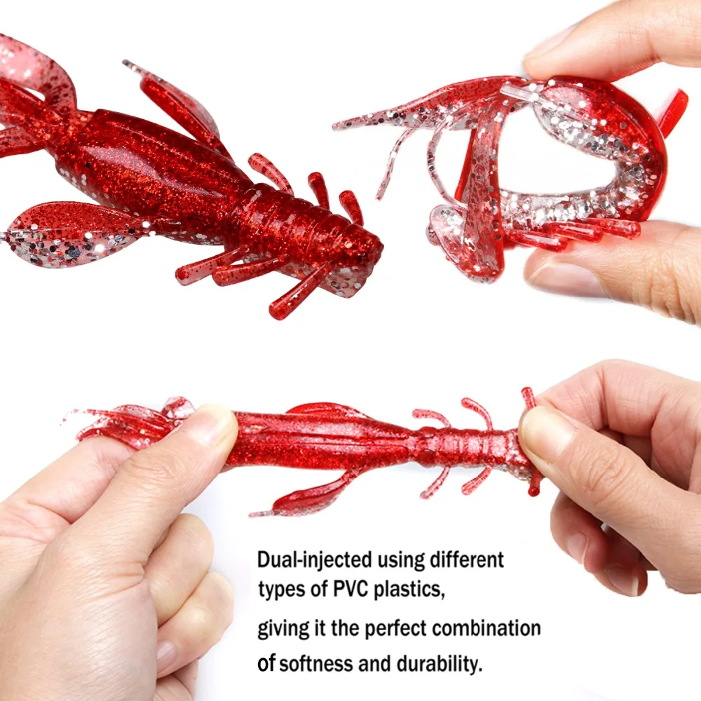 Deluxe Assorted Craw Colors 3-inch Soft Crawdad Bait Fishing Crawfish Lures