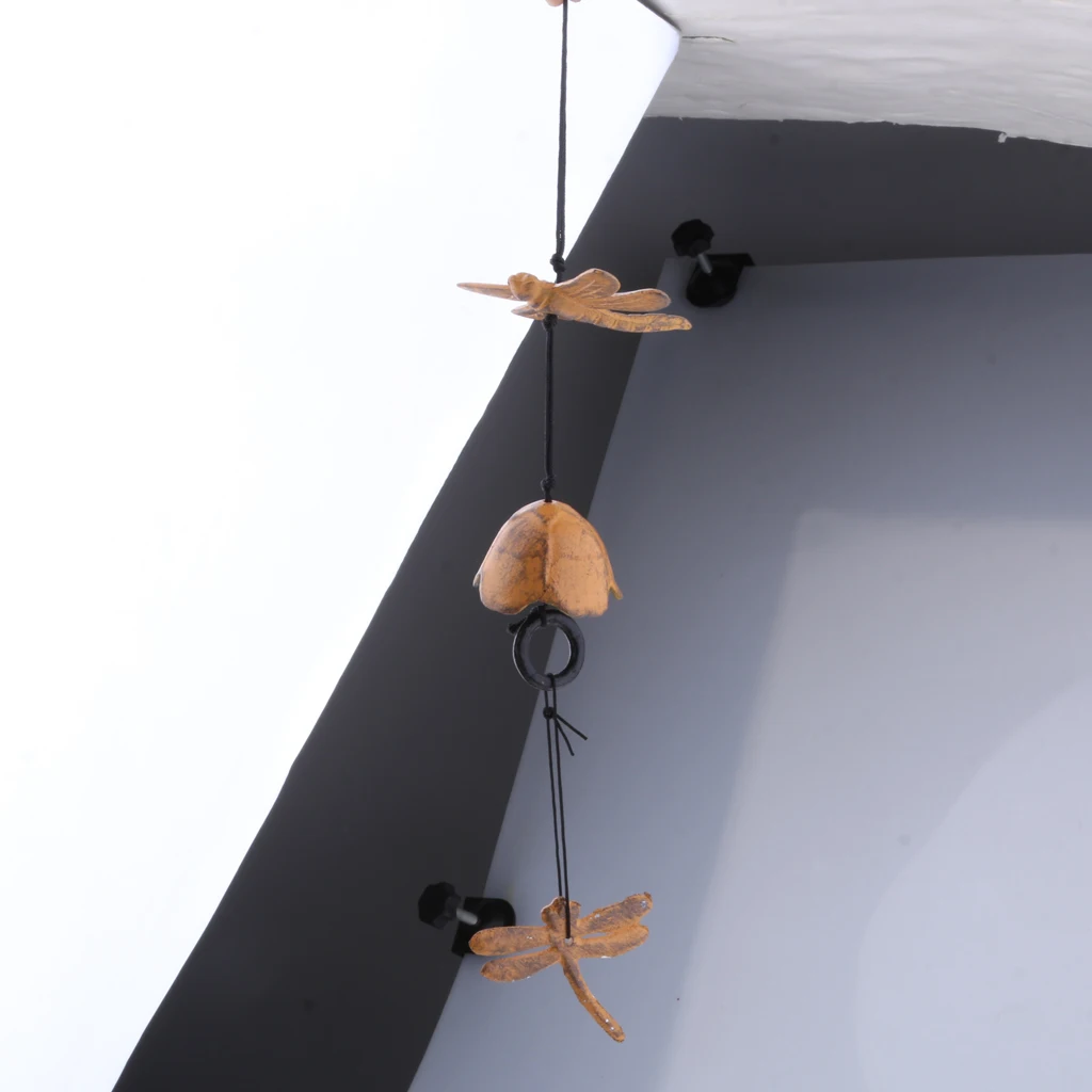 Handmade Wind Chime Pendant Balcony Decoration Creative Japanese Cast Iron Windchime Garden Wind Chime Dragon flyBell Yellow