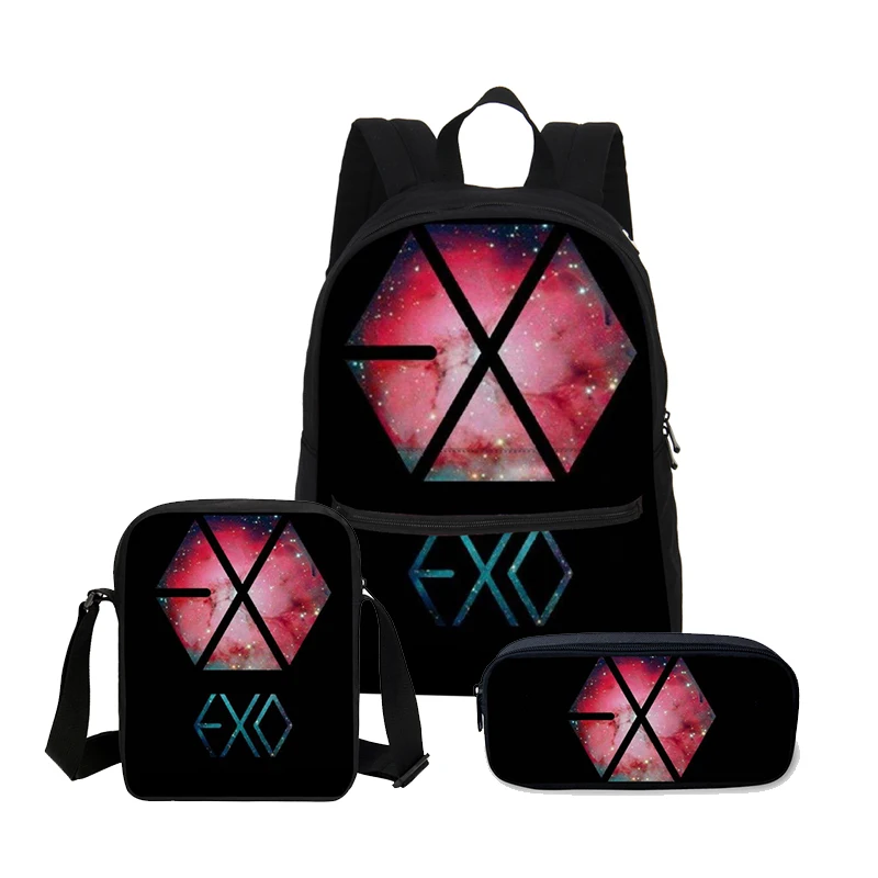 3 шт./компл. Curel холст школьная сумка EXO с буквенным принтом рюкзак Детская на плечо