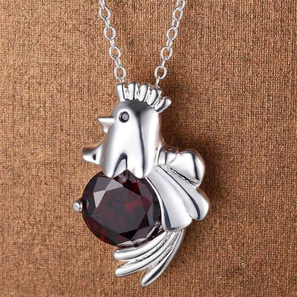 Zodiac Chicken lucky stonesilver plated Necklace Silver Pendant Jewelry /REULUIJD HLZWASIU | Украшения и аксессуары