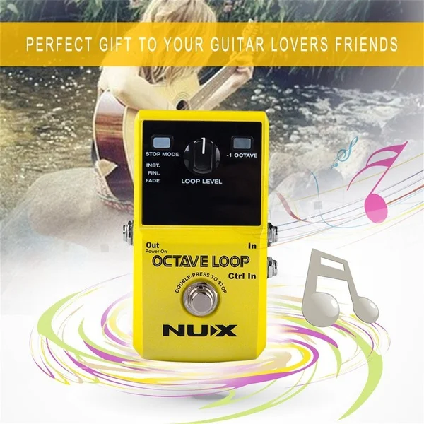 NUX Octave Loop Looper Pedal with -1 Octave Effect Infinite Layers with Bass-Line True Bypass Guitar Pedal Effect