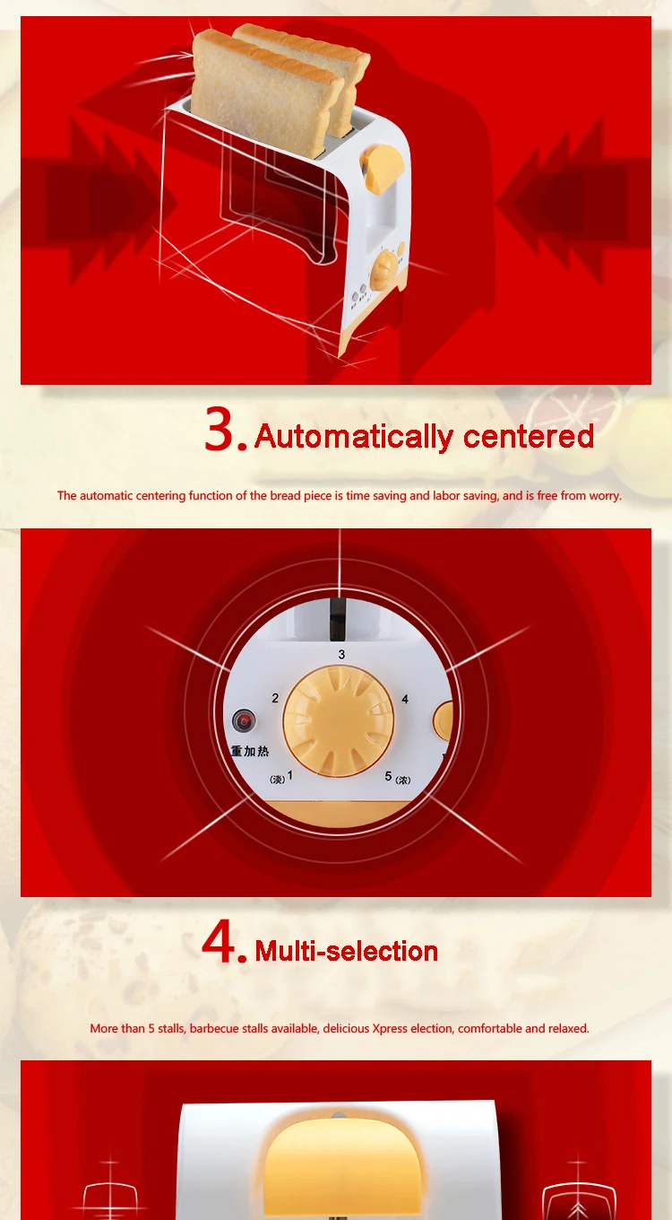 Автоматический тостер для хлеба, печь для выпечки тостов, электрическая плита, машина для завтрака, 2 ломтика, многофункциональная хлебопечка с вилкой европейского стандарта