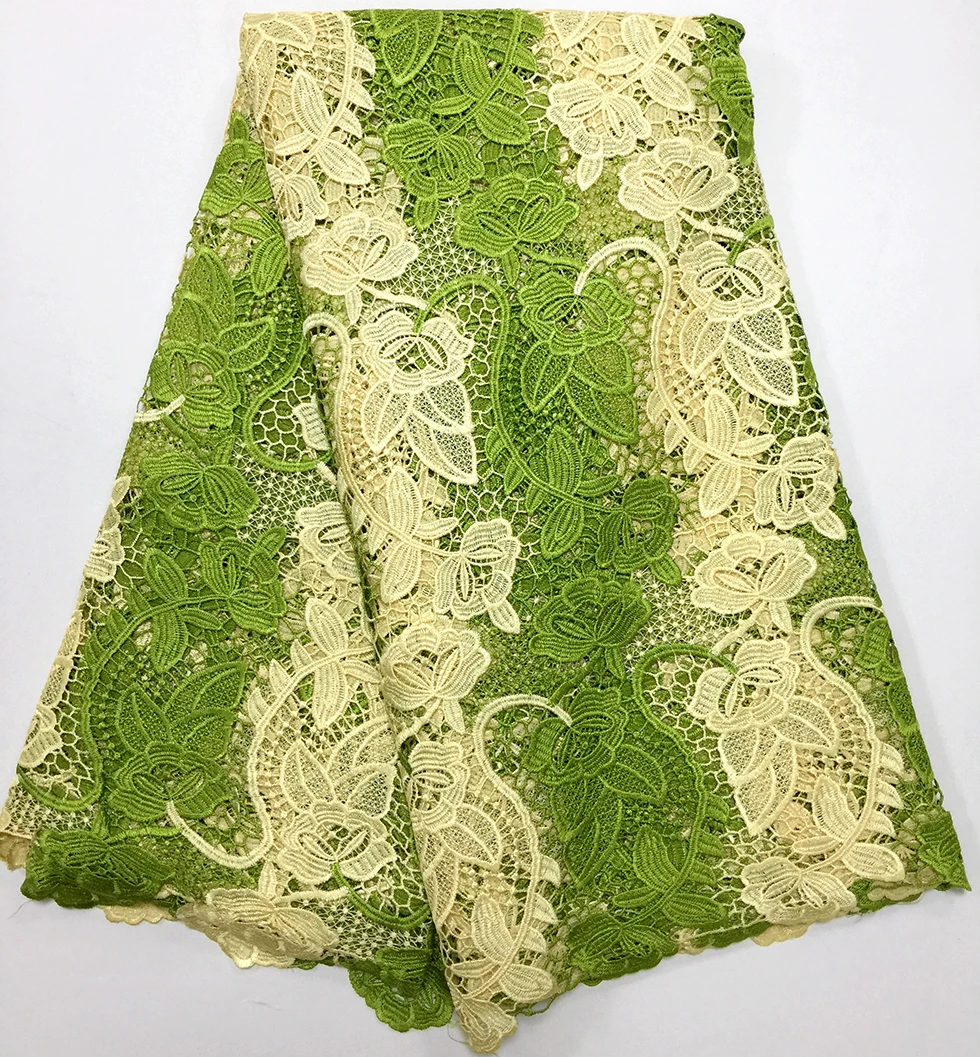 

African Guipure Water Soluble Lace Fabric 2017 Embroidered Guipure Cord Chemical Lace Fabrics With Stones For Bridal