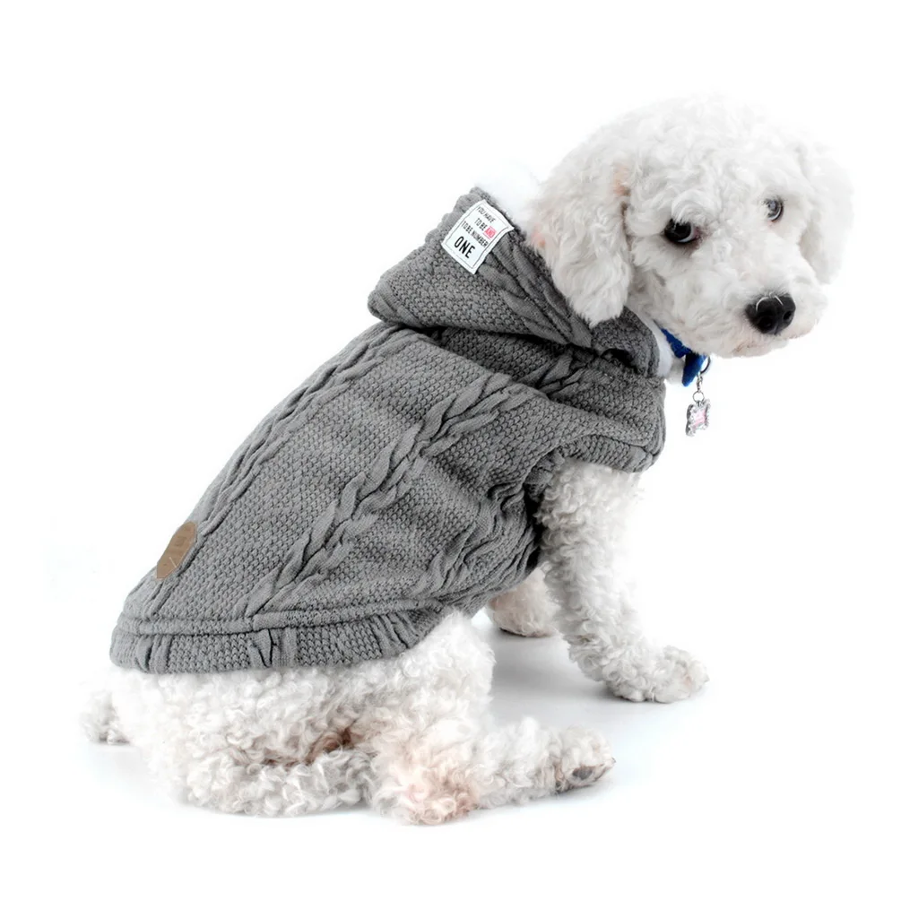 

Dog Knitted Sweater Coat Fleece Hoodies Warm Winter Clothes for Small Dogs Puppies Cats