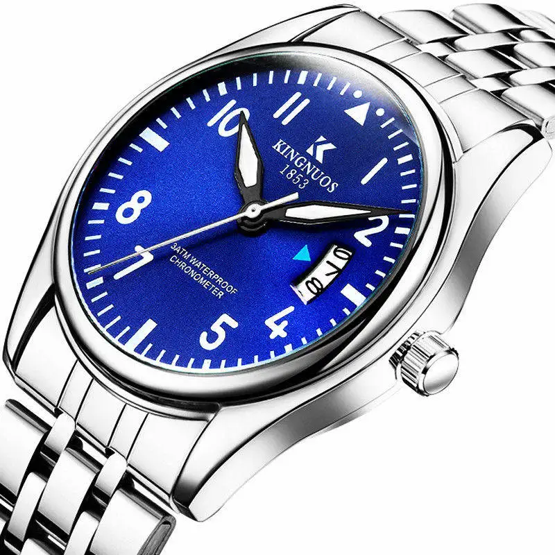 

Mens Watches KINGNUOS Luxury Brand Quartz Watch Fashion Stainless Steel Mesh Strap Casual Men Wristwatch Relogio Masculino Top