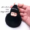 Fashion Colorful Sleeping Baby Doll Hanging Piece Hair Ball Pendant Cute Fluffy Pompom Chain Cotton Wool Holder Bag Ball Toy 3