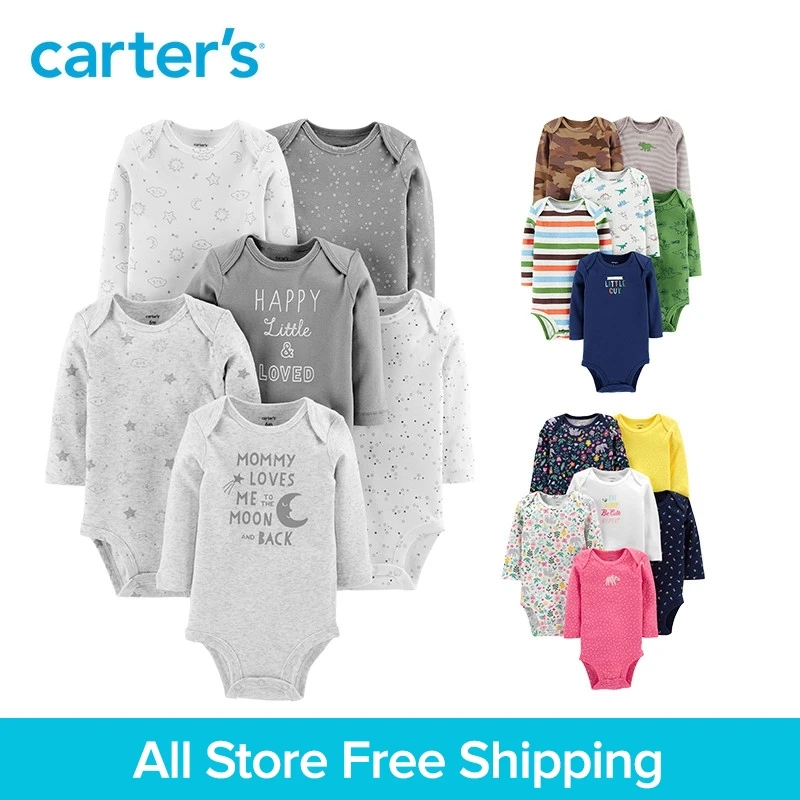 New Carters 6pcs Bodysuit Baby Girl Clothes Cotton Long Sleeve Print