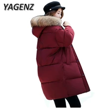 YAGENZ 2017 New Winter Parkas Down Cotton jackets Coat Women Loose Thicker Hooded Overcoats Warm Solid Student Cotton Jacket