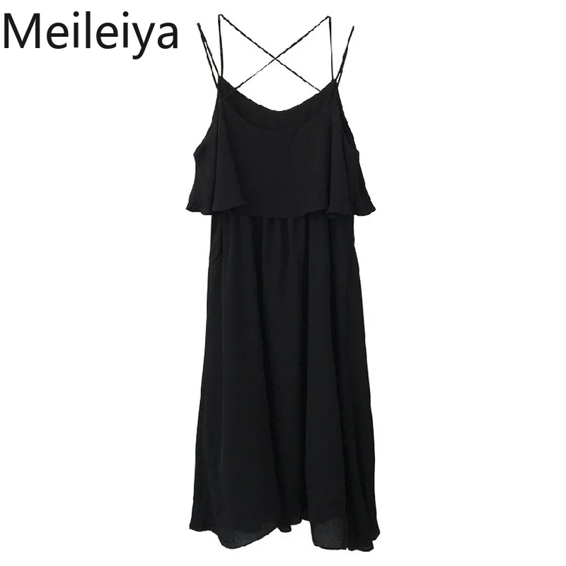 

Women's Sleeveless Dress 2019 Summer Wild Backless Sling Dress Long Slim Thin Two-piece Dress