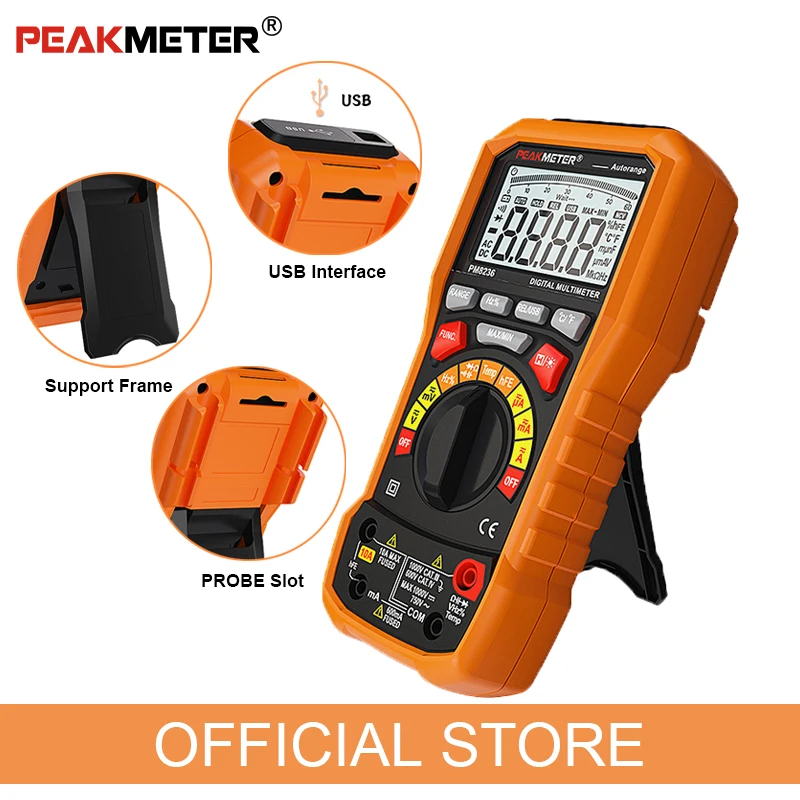 Цифровой мультиметр True rms PEAKMETER PM8236 частота температурной ёмкости USB интерфейс