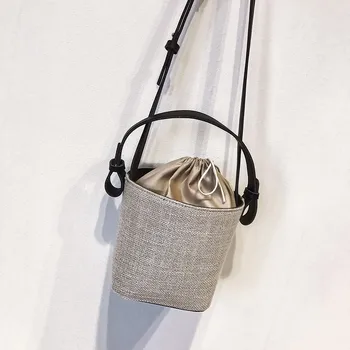 

Fashion Women Bags Vintage Beach Straw Bucket Bag Ladies Crossbody Bags Girl Shipping Shoulder Messenger Bags Draw Handbags