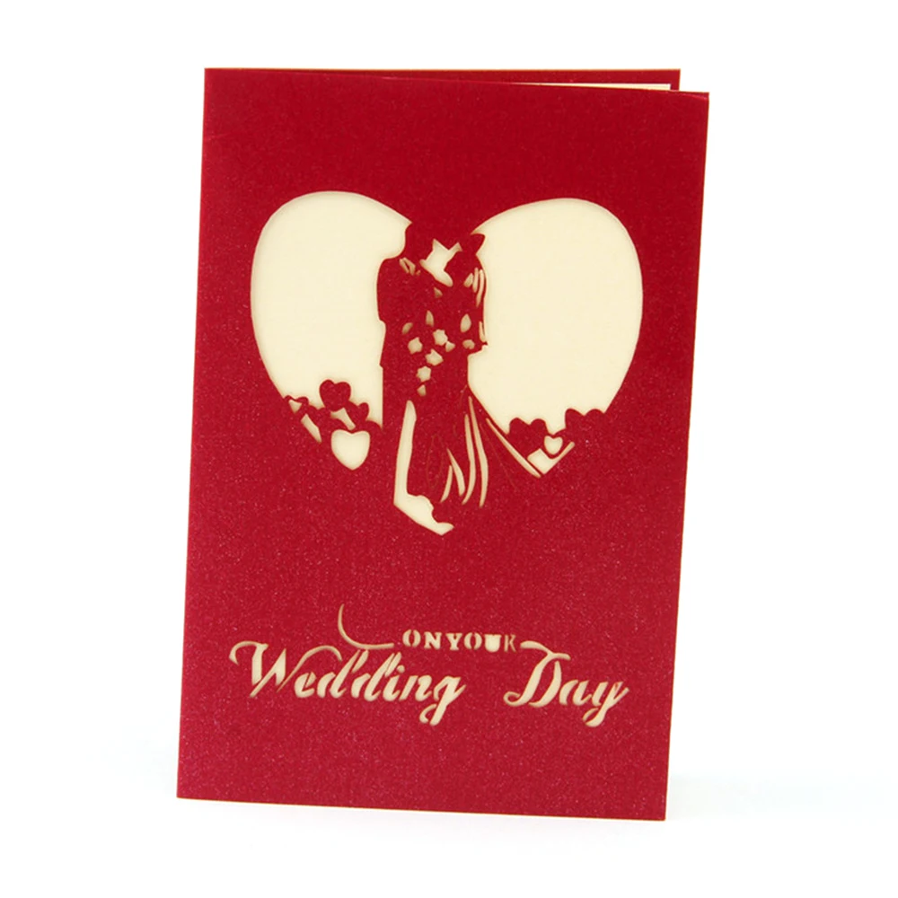  New 3D Pop Up Card Wedding Day Valentine Anniversary Greeting Invitations Cards Elegant Favor Envel - 32963455237