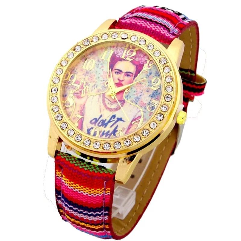 Gnova Платиновые этнические часы для женщин девушка панк PU кожа женские кварцевые Наручные повседневные часы платье Шик Женева Стиль A419 - Цвет: Розовый