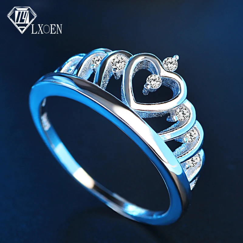Модное роскошное обручальное кольцо LXOEN с короной и цирконом кольца для женщин