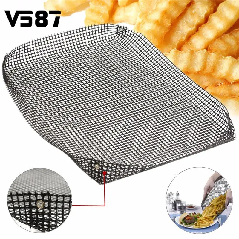 BBQ Net Chip Baskets Non Stick Oven Basket Baking Mesh TrayRoaster Mesh