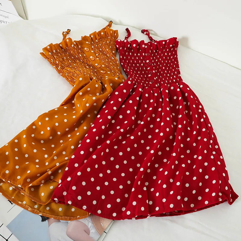 

2019 new fashion women's dresses Spring Strap Elastic waist slim chiffon college style print dress G929