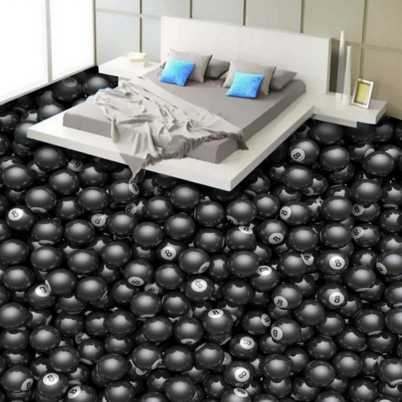 

Free Shipping 3D stereo black billiard space flooring custom corridor shopping mall bedroom wallpaper mural