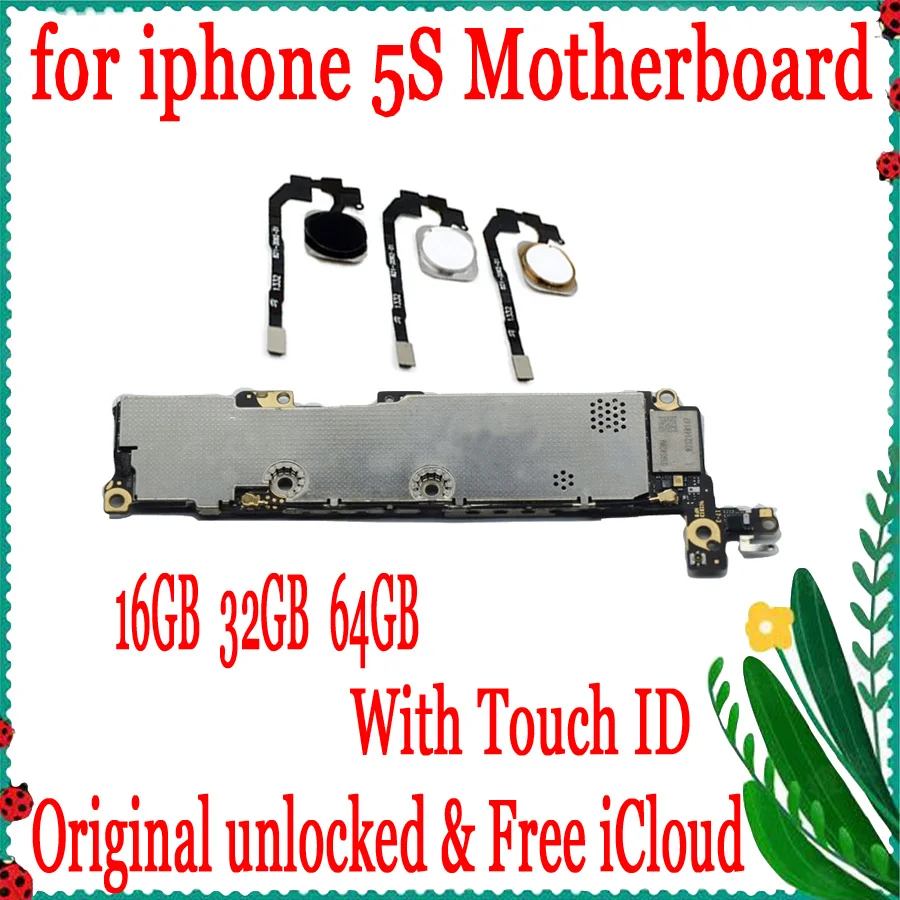 

for iphone 5S Motherboard with / Without Touch ID,100% Original unlocked for iphone 5S Mainboard with IOS System,16gb 32gb 64gb