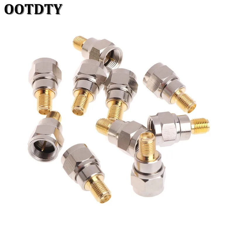 

OOTDTY New 10 Pcs Alloy Steel F Type Male Plug To SMA Female Jack Straight RF Coaxial Adapter Connector