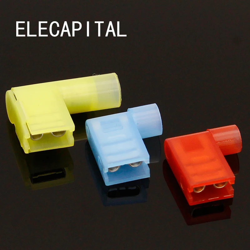 

100pcs flag type 6.3MM nylon insulated terminals 6.3 plug Right Angle Terminals