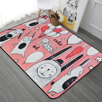 

Cute Bear Rabbit Carpet Rugs Nordic Style Living Room Bedroom Soft Thicken Round Carpets For Children Anti-slip Carpet