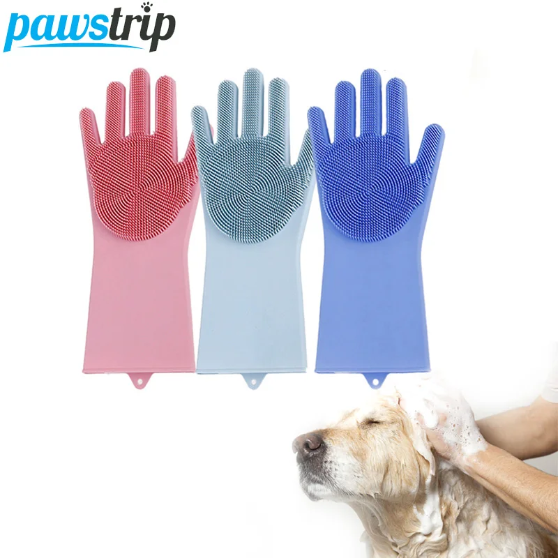 Силиконовая перчатка щетка для собак pawstrip ванной груминга питомцев купания