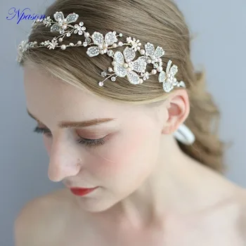 

Summer Dress Hair Jewelery Bridal Ornaments Wedding Hair Accessories Bride Pearl Headwear Hairband 2019 Tiara Femme JewelryG4161