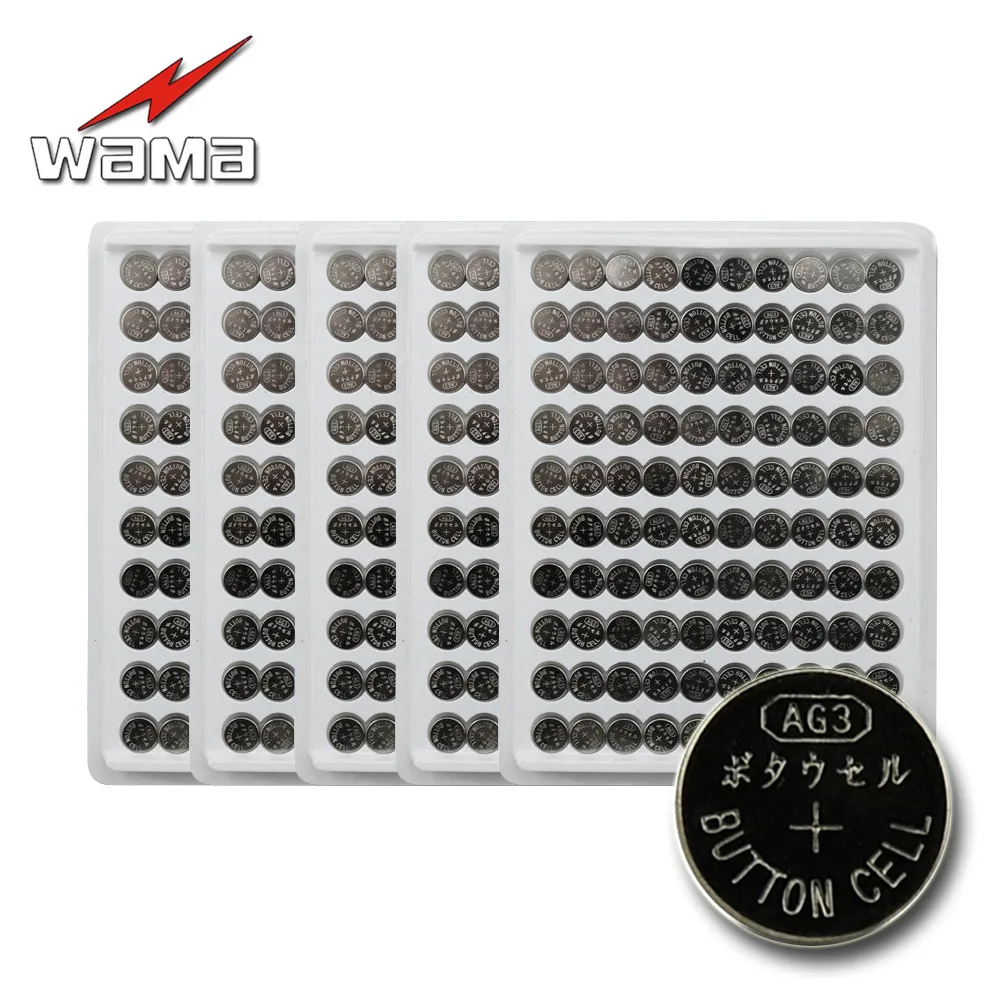 500 шт./5 пластин часовая батарейка Wama AG3 LR41 светильник 392 SR41 SR736 V36A 192 игрушечные
