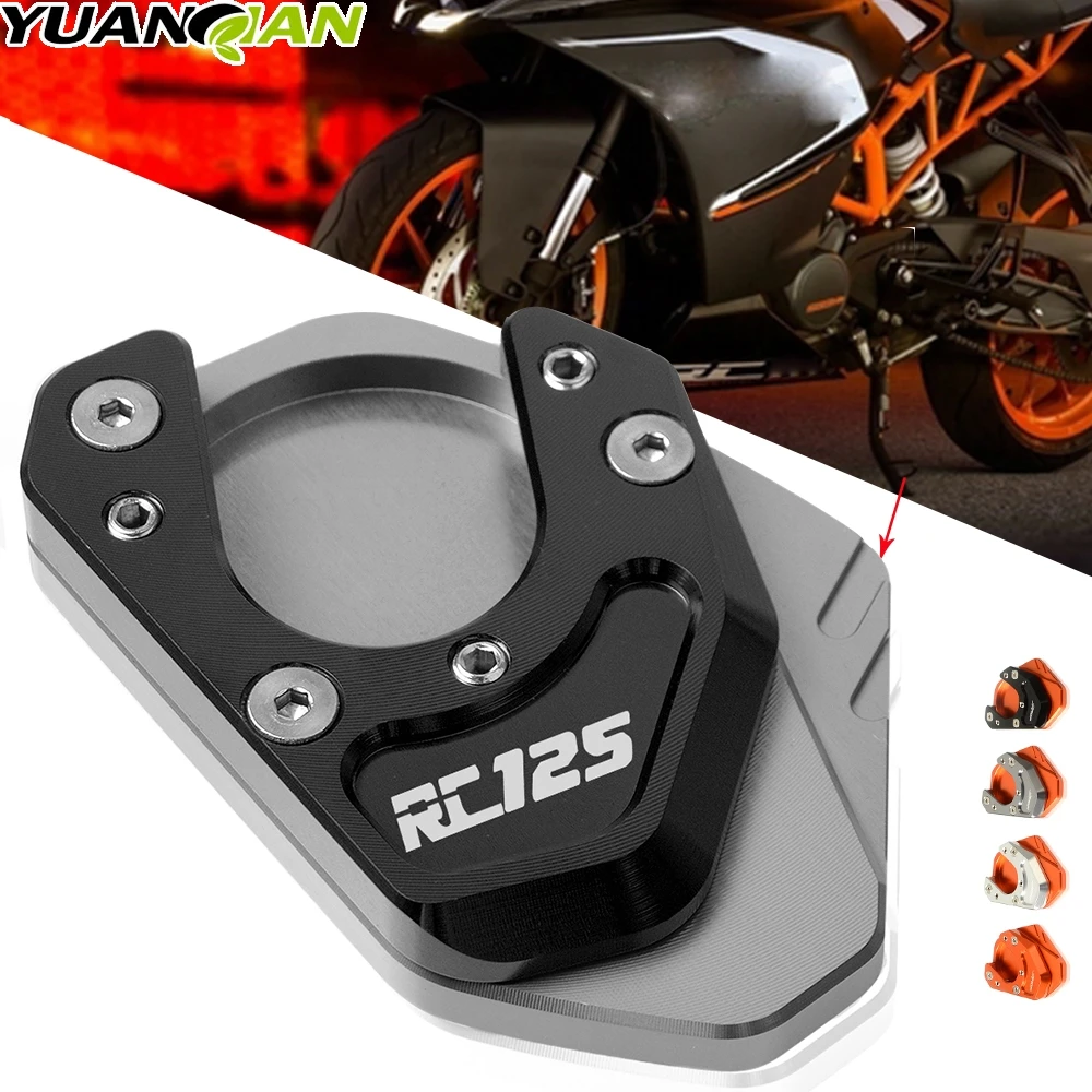 Motorcycle accessories RC125 Aluminum Side Stand Kickstand Support Plate Foot Pads Pedal Stands FOR KTM RC125 2014 2015-2018