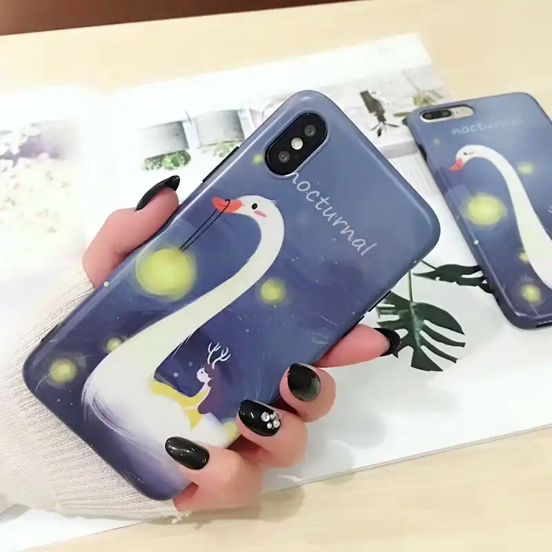 WMZSUCC Глянцевая сказка Гусь мягкие чехол для iPhone X 8 7 задняя крышка в виде ракушки 6