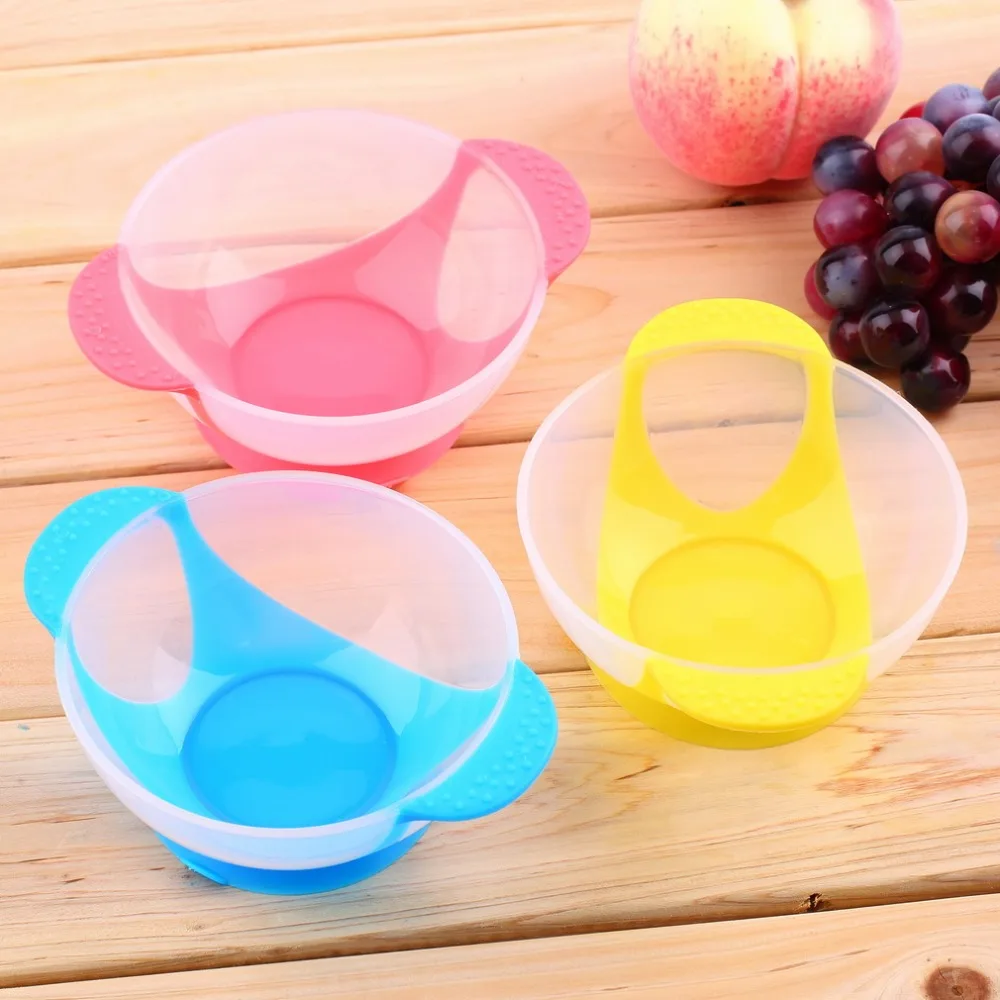 Детская крышка для кормления для малышей, тренировочная чаша с ложка с датчиком температуры, ложка для кормления ребенка, посуда для кормления, набор чашей для присоски