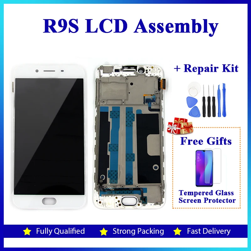 

Retail 1 Piece 100% Tested 5.5-inch LCD for OPPO R9s of Capacitive Touch Screen with Repair Kit & Free Gift