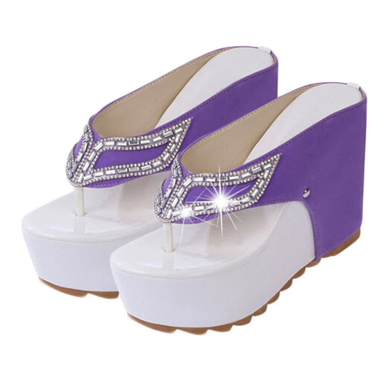 purple flip flops with rhinestones
