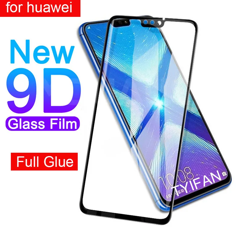 Закаленное стекло с полным покрытием клея для Honor 8c 8a 8x8 Lite чехол Huawei Honer Onor 8 A C X