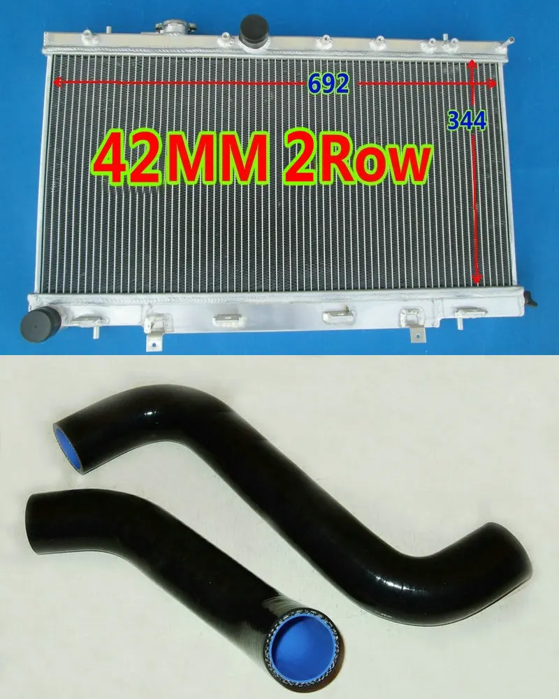 NEW 42MM 2ROW RACING ALUMINUM RADIATOR+SILICONE HOSE KIT FOR SUBARU WRX