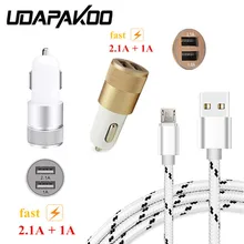 1 м с металлическим штекером Micro usb Good& Dual USB 2.1A быстрое автомобильное зарядное устройство адаптер для samsung galaxy a3 a5 a7 j5 android мобильного телефона