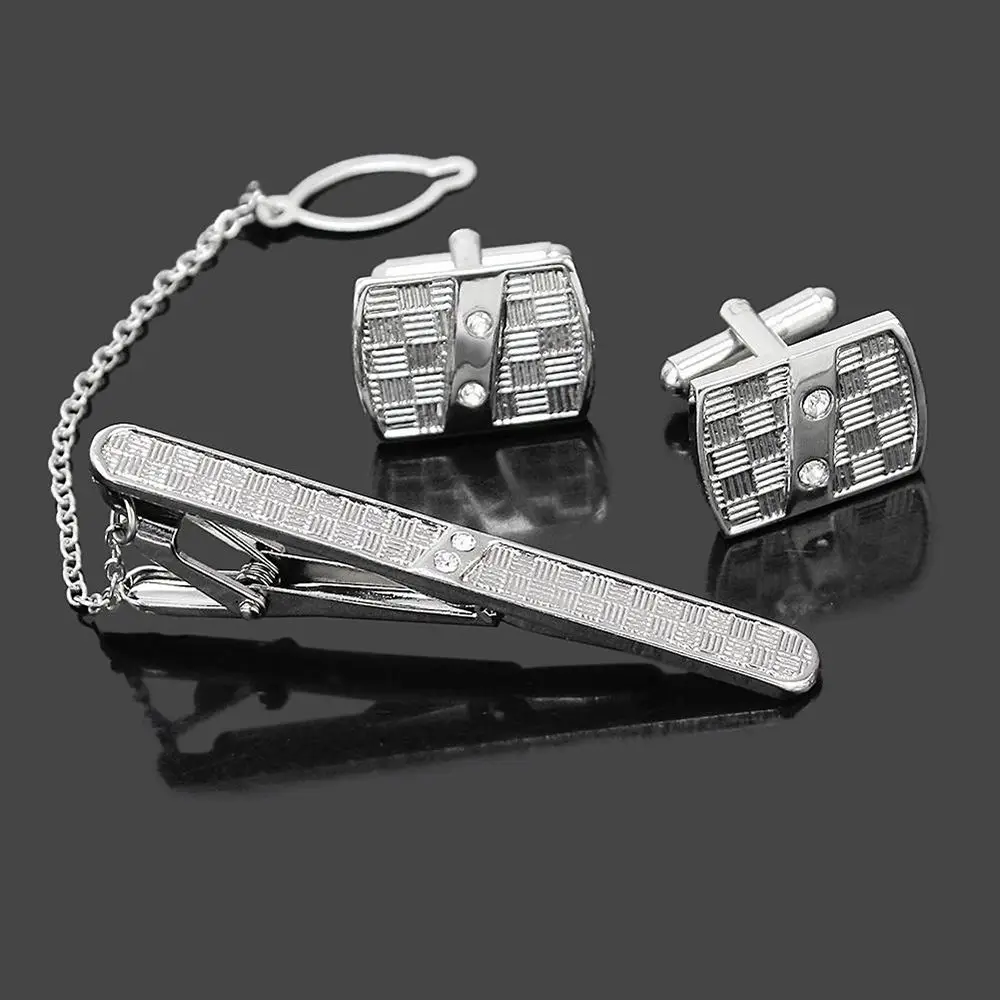 

1 Set Fashion Men's Shirt Costume Tie Clip Clasp Rhinestone Sleeve Cuff Links