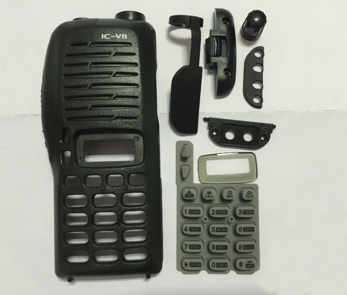 

5pc Black Housing Case Front Cover W/Switch Keypad Repair Kit Knob For ICOM IC-V8 Radio