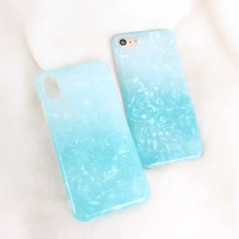 Luxury Gradient Mint Green Conch Shell Phone Case For iphone 7 Plus