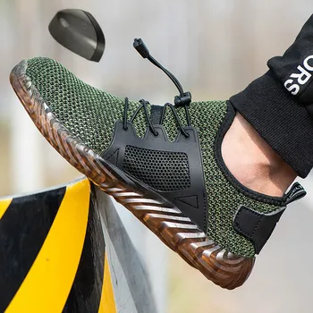 

Men Women Steel Toe Work Safety Shoes Summer Breathable Sneakers Puncture Proof Boots Light Comfortable Industrial Shoes Man