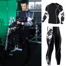 Мужской спортивный костюм комплект компрессионное термобелье для мужчин Кроссфит фитнес колготки Футболка женская бодибилдинг одежда 4XL