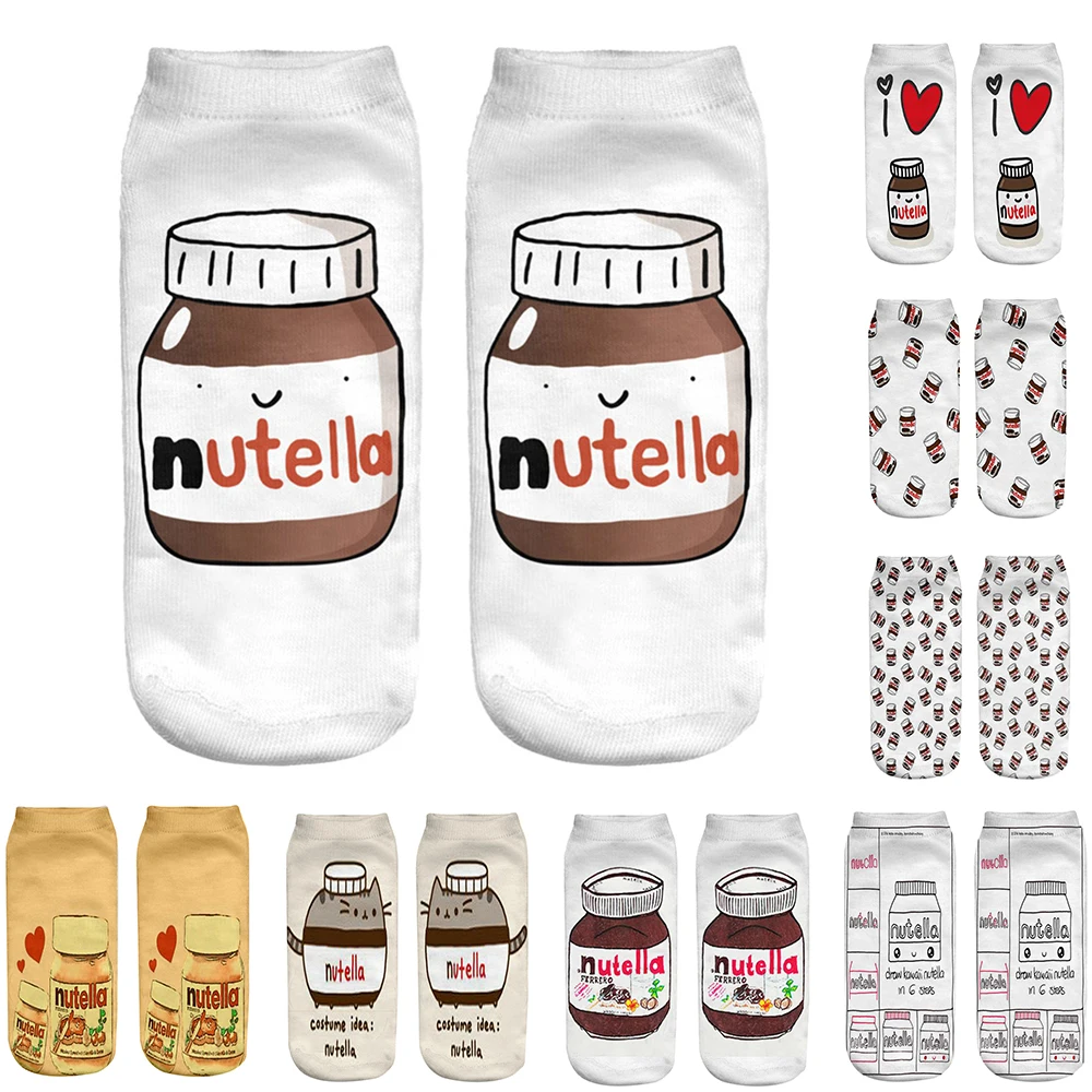 Хит продаж носки с 3D милым принтом бутылки Nutella унисекс для мужчин и женщин милые