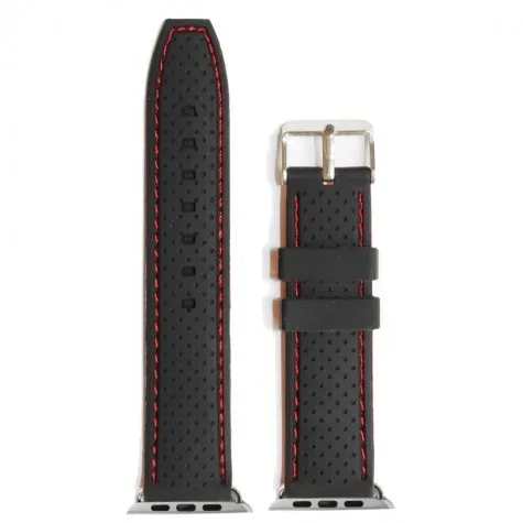 38mm Black With Red Silicone Watch Band for Apple iWatch Replacement