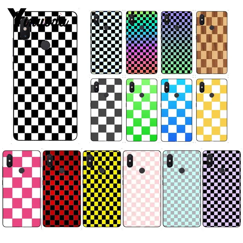 

Yinuoda Checkerboard Plaid Checked Black Soft Shell Phone Cover for Xiaomi Mi 6 Mix2 Mix2S Note3 8 8lite Redmi 5 note5 Note4 4X