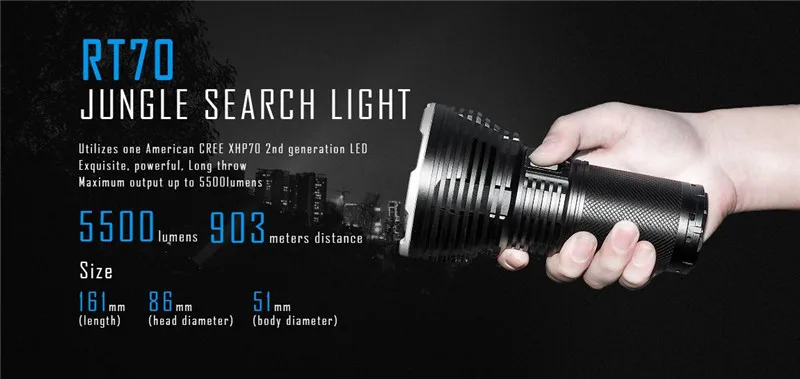 Imalent RT70 5500lm Magnetic LED Rechargeable Flashlight 903m 18650 Jungle Search Light IP68 Portable Flashlight (1)