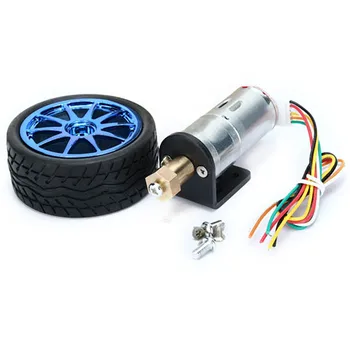 

New 1 set 6V 210RPM 4mm Shaft Encoder Motor DC Gear Motor With Mounting Bracket 65mm Wheel Kit