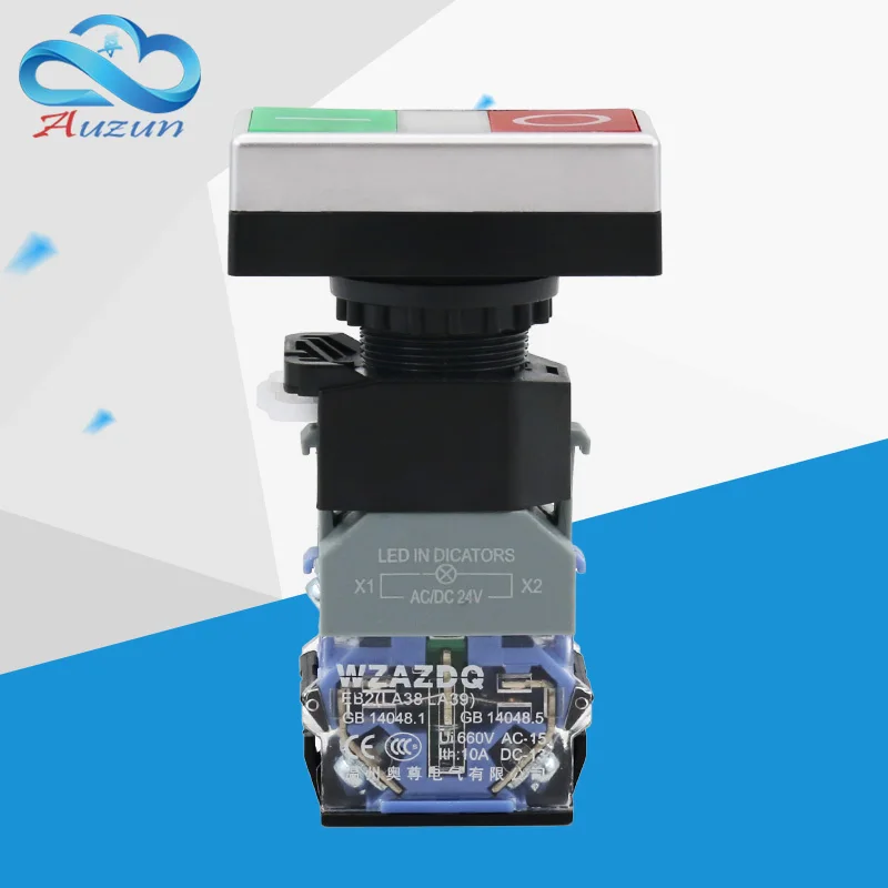 

WZAUDQ Double key reset with light push button switch start stop switch 22MM red green double key