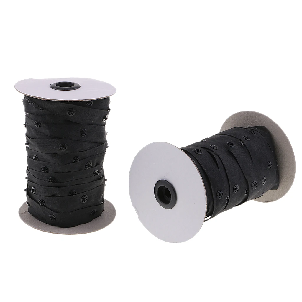 2 Roll 1.8cm Invisible Snap Buttons Tape Fasteners for Sewing Duvet Cover Clothing Bags Accessories