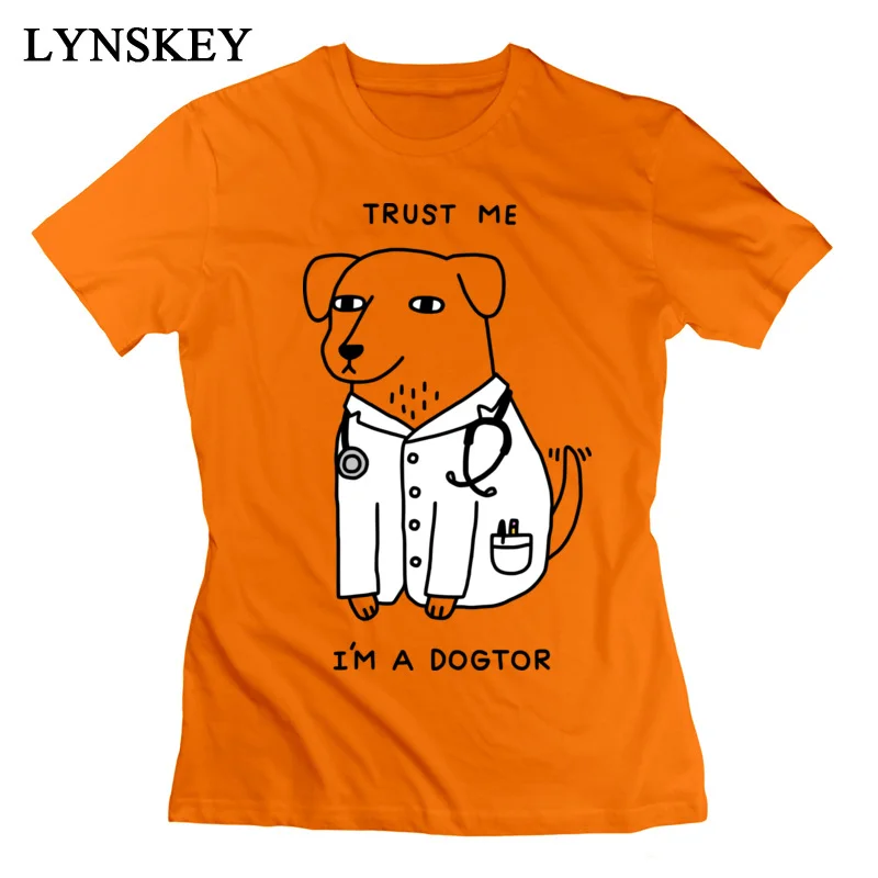 LYNSKEY Women T-Shirt Fashion Leisure Tops Tees Summer/Autumn Cotton O Neck Short Sleeve Crazy Dogtor Tee Shirt Top Quality pink